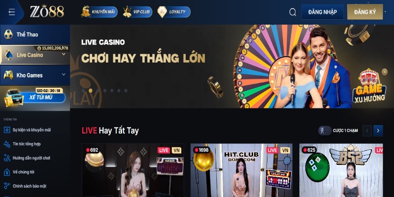 Sảnh live casino sôi động